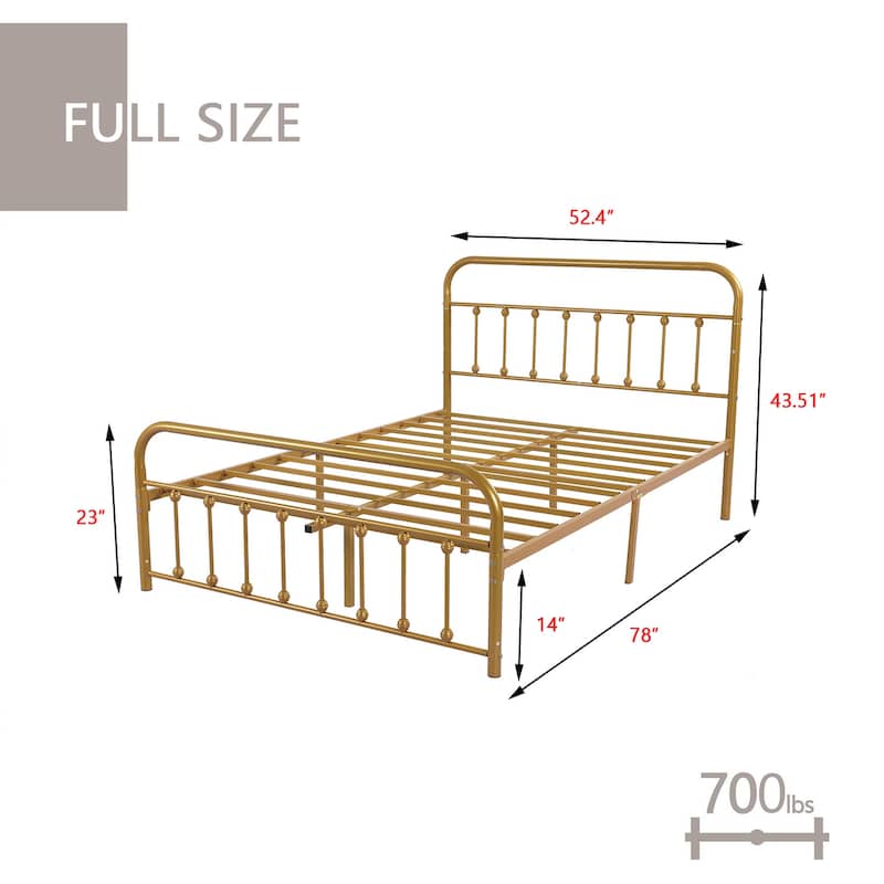 Goutwel Metal Bed Frame Victorian Vintage Style Headboard and Footboard