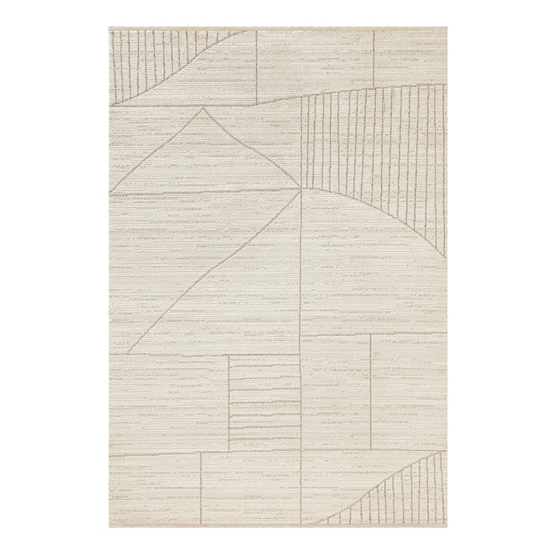 Terra by Obeetee Wilds Porcelain Natural Rug - Natural/Criss Cross - 7'10" x 9'10"