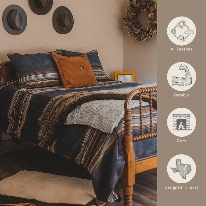 Paseo Road Estes Striped Rustic Western Cabin Bedding 3 Piece Comforter Set with Pillow Shams