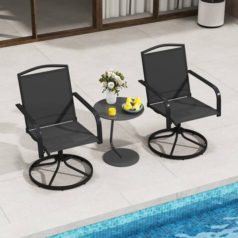 Gymax Patio Swivel Chairs Set of 4 w/ High Back & Round Metal Base for