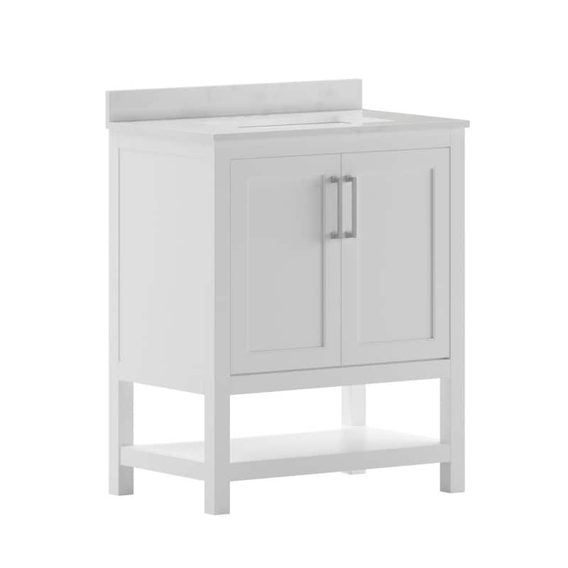 Bathroom Vanity with Undermount Sink and Open Storage Shelf