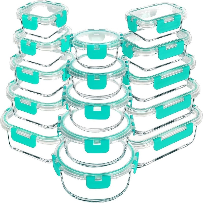 Glass Food Storage Containers with Lids, 24-Piece Glass Meal Prep