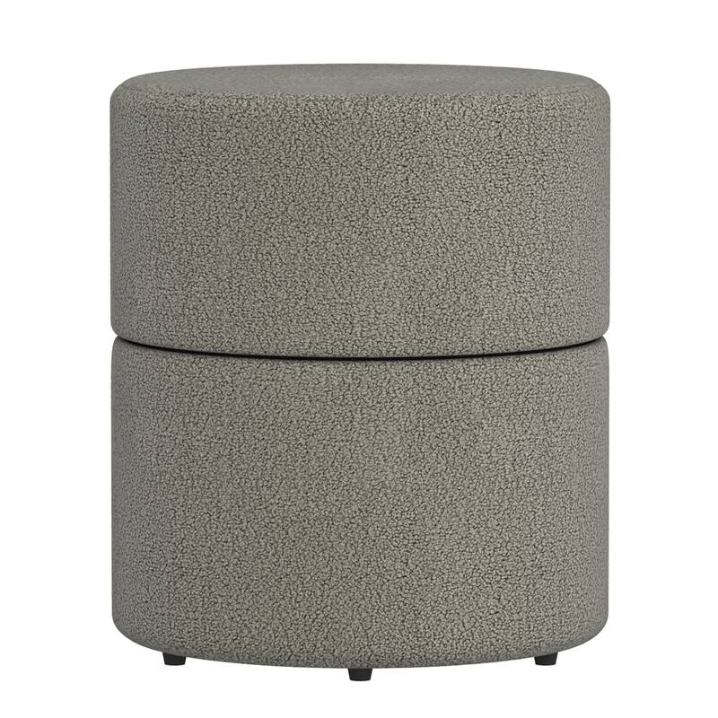 Modern Boucle Fabric Round Swivel Ottoman