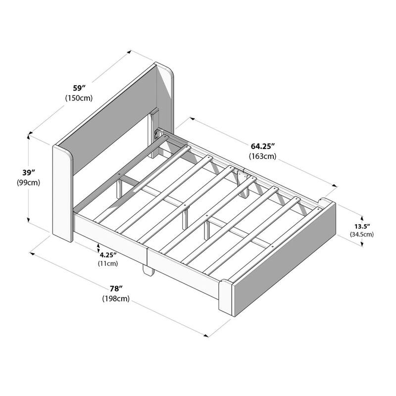 Plank and Beam Full-Size Upholstered Bed with Rectangular Headboard
