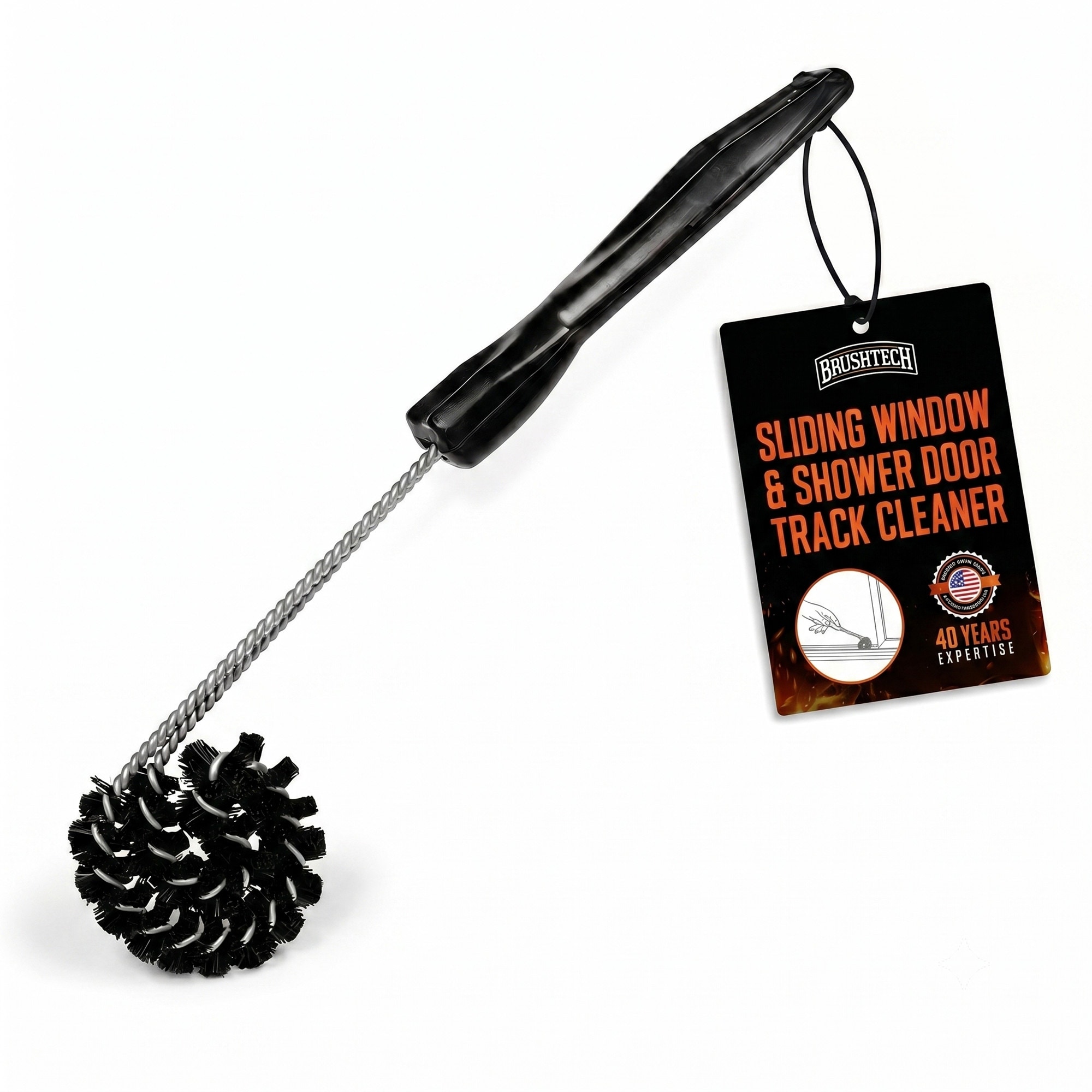 Brushtech Sliding Window Shower Door Track Cleaner Narrow Scrubber Heavy Duty - 2" H x 8" L x 0.5" W