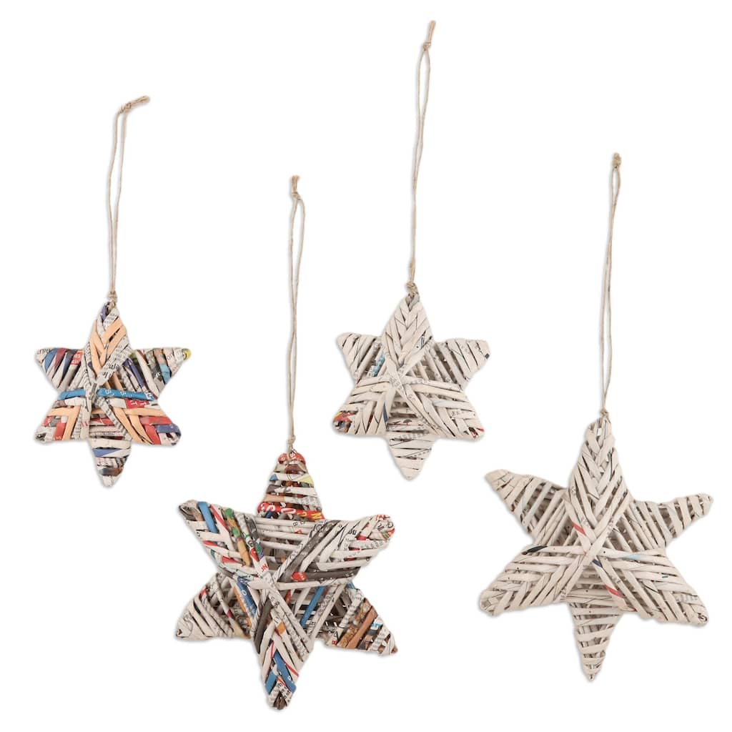 Novica Handmade Starry Celebration Eco-Friendly Holiday Ornaments (Set Of 4)