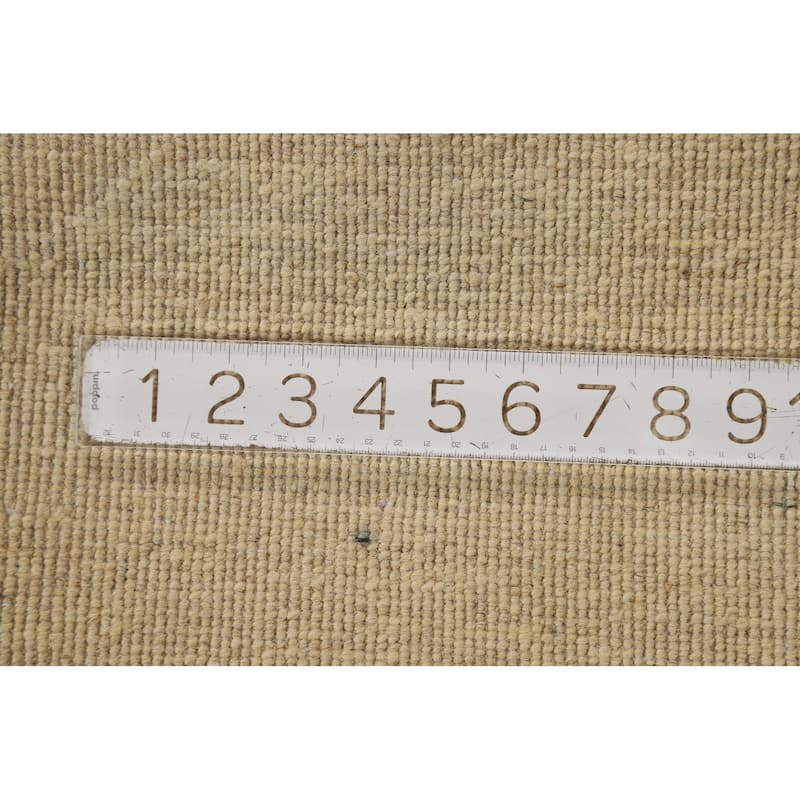Muted Yellow Gabbeh Modern Foyer Rug Handmade Solid Wool Carpet - 2'7"x 4'1"