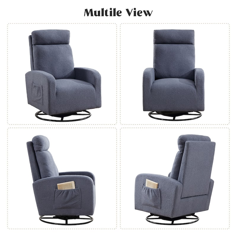 HOMYKA Swivel Glider Rocker Accent Chair for Nursery with Side Pocket Set of 2