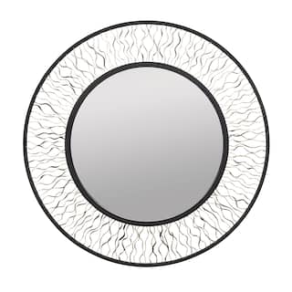 Varaluz Estela 30-in Round Wall Mirror - Matte Black/French Gold