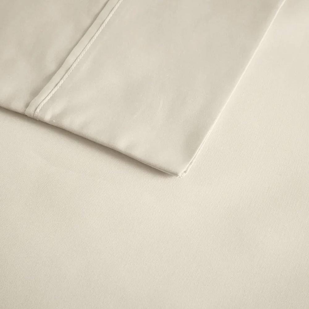 Queen 400 Thread Count Wrinkle Resistant Sateen Sheet Set Ivory - Bed ...
