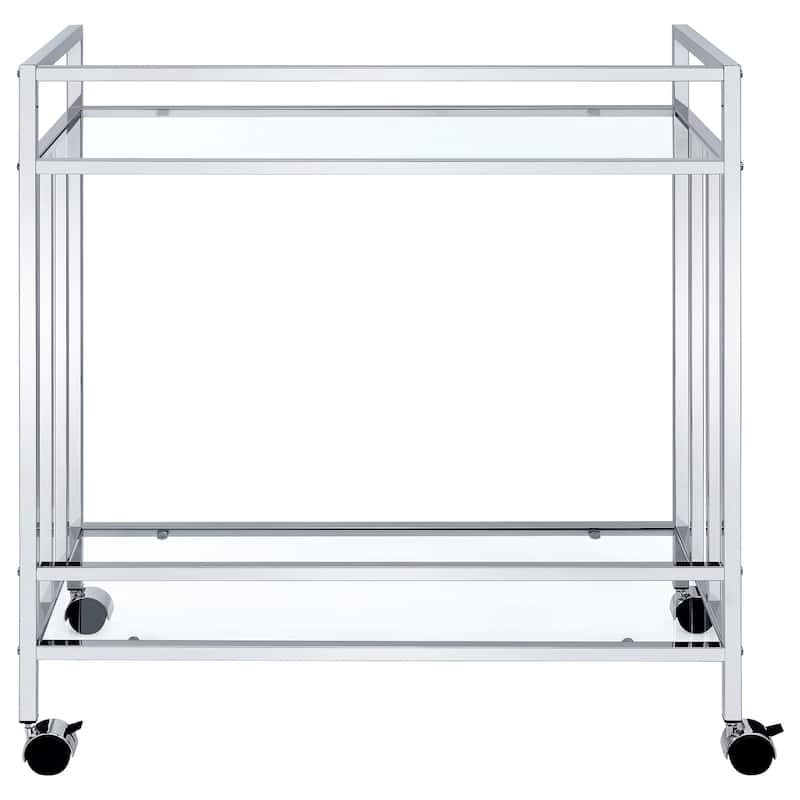 Cara 2-tier Rectangular Glass Shelf Metal Bar Cart