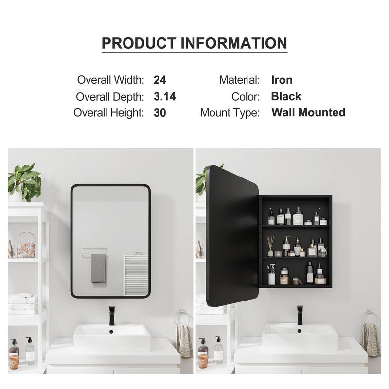 Multifunctional Wall-Mounted Mirrored Cabinet with Magnetic Doors