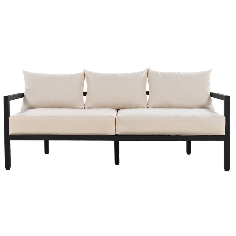 Outdoor Steel Patio Sofa Set with Coffee Table and Water-Resistant Cushions