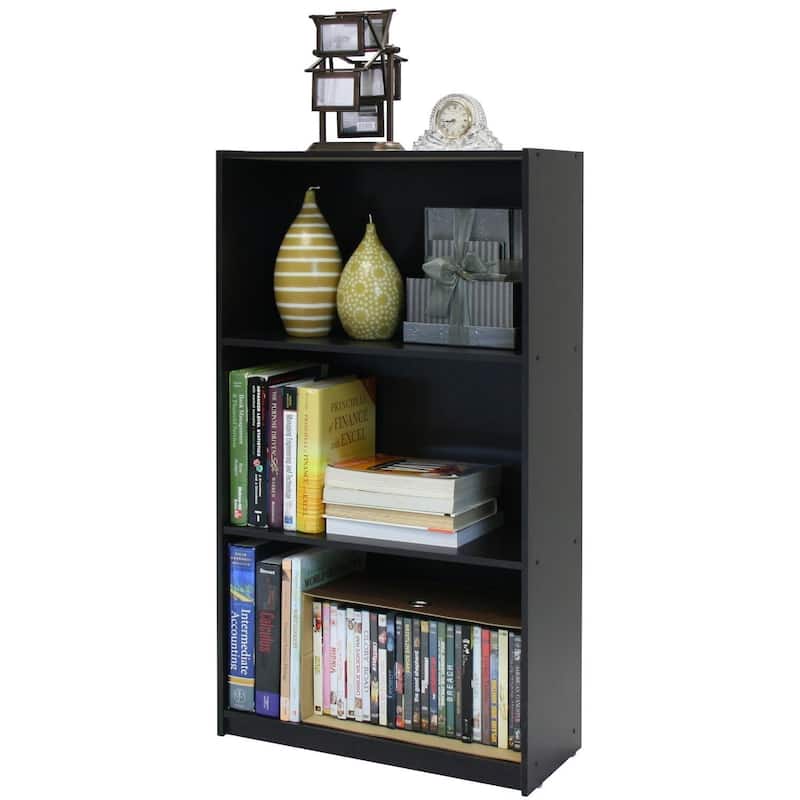 3-Tier Bookcase Storage Shelves in Espresso Finish - 21.8 x 9.2 x 39.5 inches