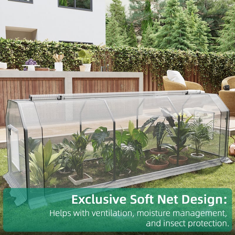Patio Watcher 48x24x24-inch Portable Mini Greenhouse with PE Cover and Zipper Ventilation Doors for Garden Plants