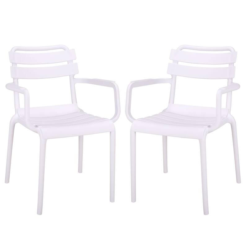 SAFAVIEH Outdoor Living Sarah Stacking Dining Armchair (Set of 2) - 21"W x 23"D x 32"H - White