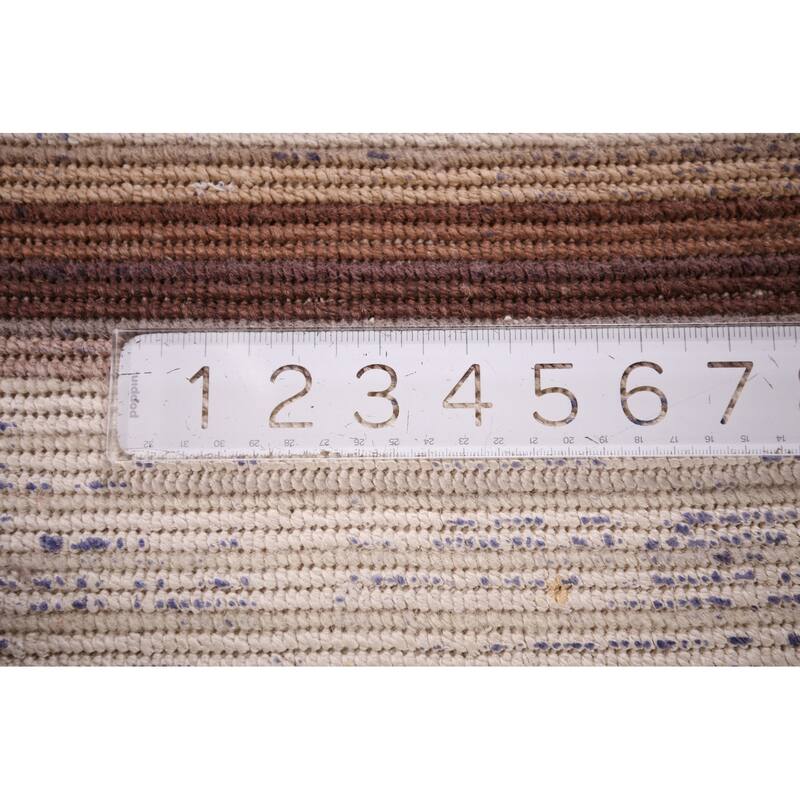 Striped Abstract Oriental Runner Rug Handmade Wool Carpet - 2'7"x 9'10"
