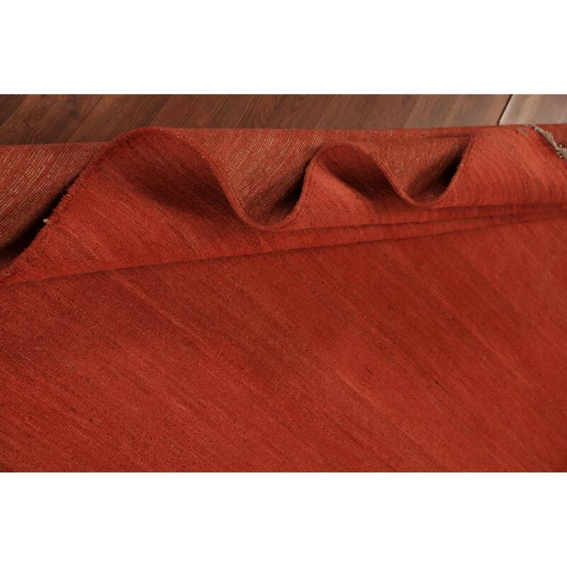 Striped Orange Gabbeh Modern Area Rug Hand-Knotted Wool Carpet - 6'6" x 9'10"