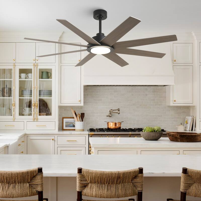 60" Farmhouse Large Windmill Dimmable Ceiling Fan with Light and Remote