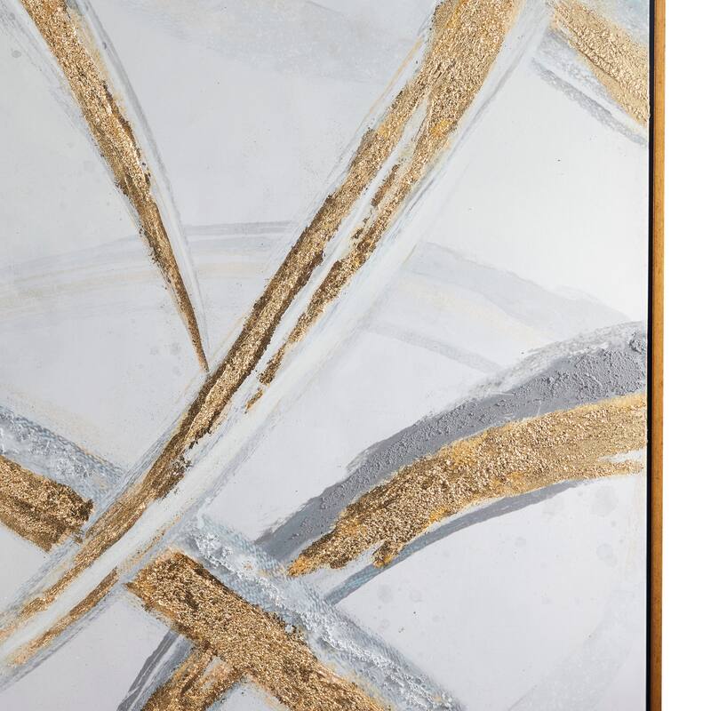 Canvas Abstract Framed Wall Art with Gold Frame - Gold - Roche River Decor