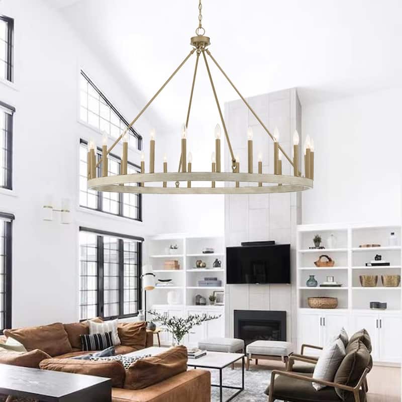 Acroma 24 Light Modern Farmhouse Wagon Wheel Chandelier-UL Certified - N/A