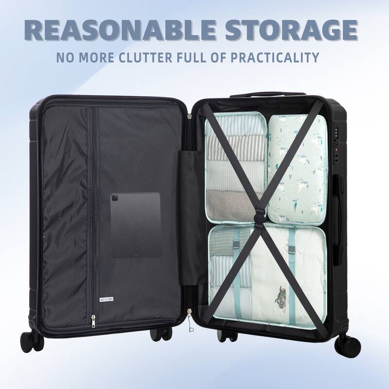 3 PCS in ABS Spinner Wheel Carry on Suitcase Luggage, TSA Combination Lock