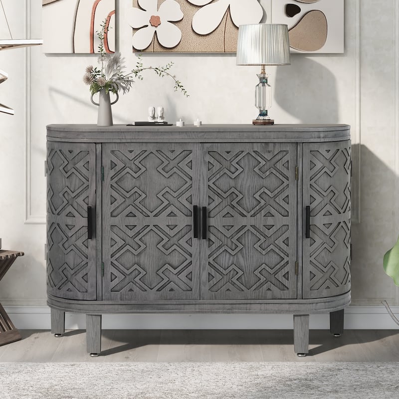 Accent Storage Cabinet Sideboard Wooden Cabinet with Antique Pattern ...