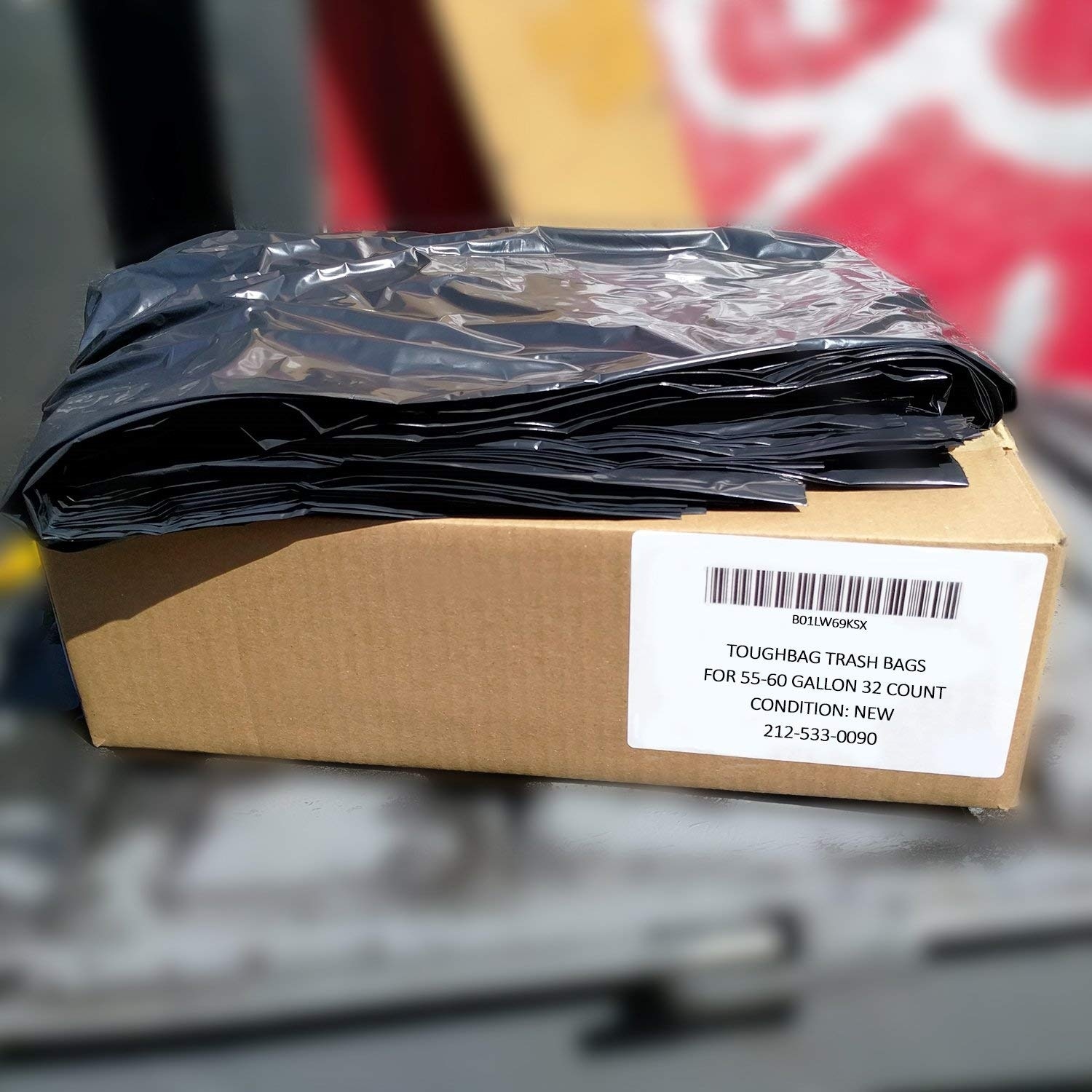 38 x 60 Case Of 25, 60 Gallon Black Contractor Trash Bags 6 Mil Thick