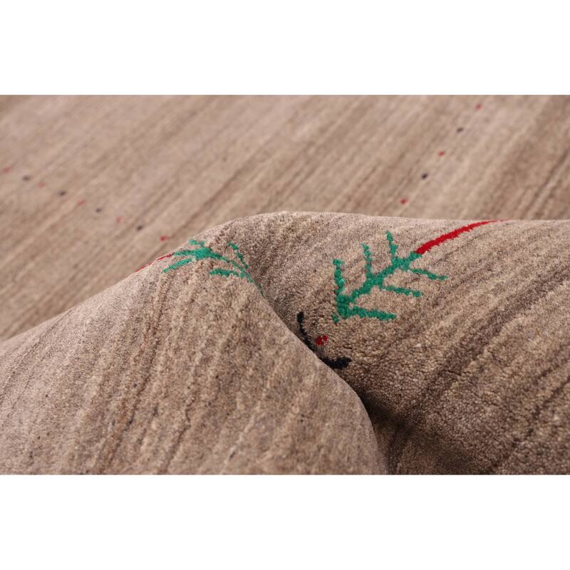 ECARPETGALLERY Hand Loomed Kashkuli Gabbeh Grey Wool Rug - 5'0 x 8'0