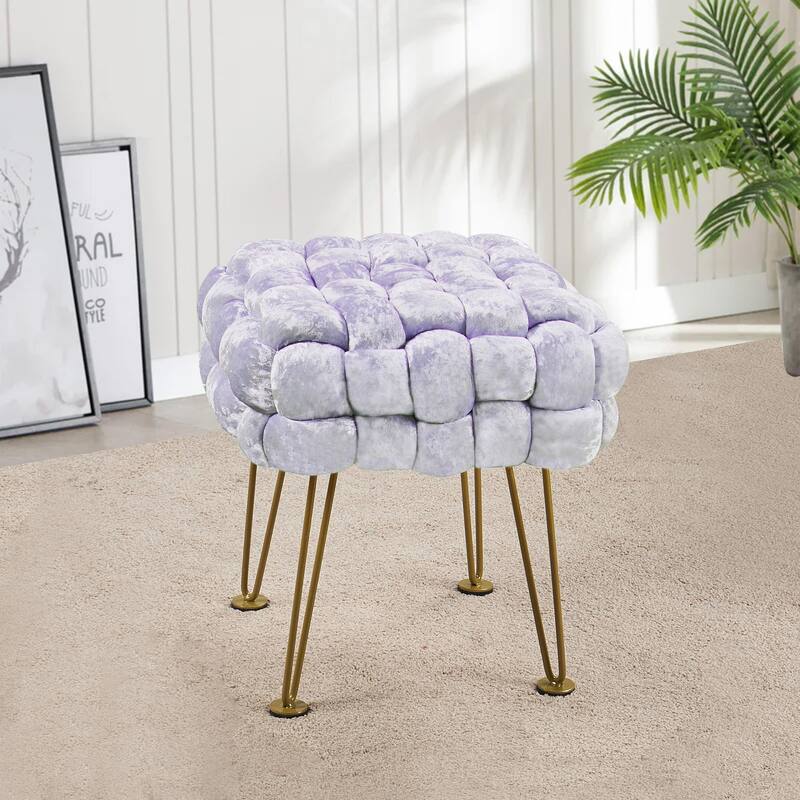 Home Soft Things Crushed Velvet Pouf Stool Ottoman - Nirvana