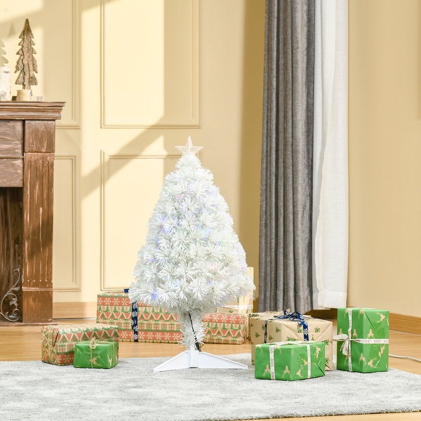 HOMCOM 32 Prelit Small White Christmas Tree with Lights and Stand Bed Bath Beyond 29820688