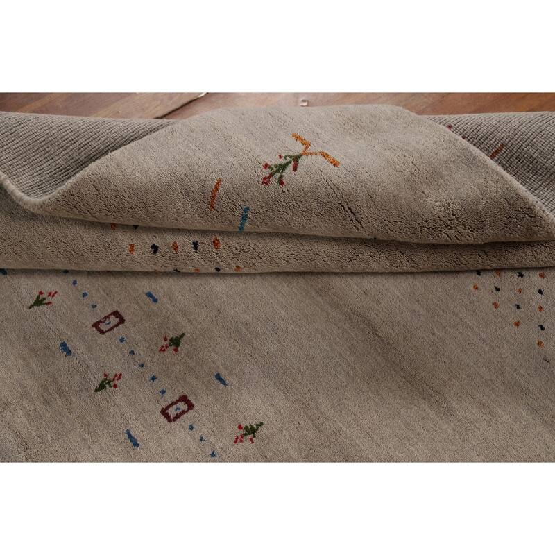 Tribal Gabbeh Oriental Rug Hand-Knotted Modern Wool Carpet - 5'7"x 7'11"