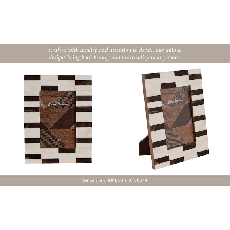 Resin Wood Picture Frame Small Stripe Modern Glam Design - 4x6" Brown
