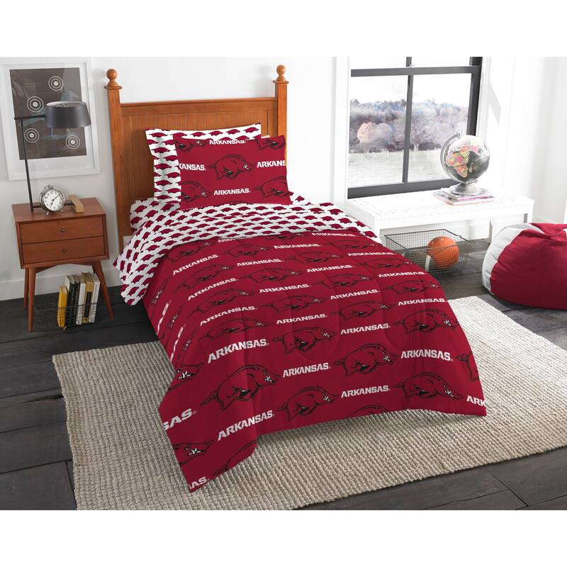 NCAA Rotary 5-piece Twin Bed in a Bag Set - Arkansas Razorbacks - Twin