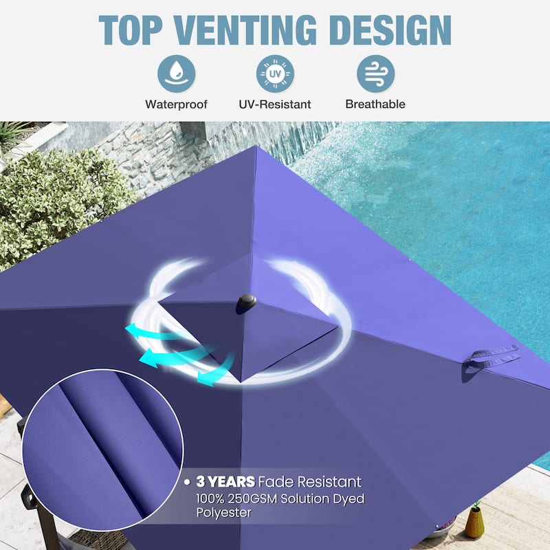 VredHom Patio Outdoor 9 x 11 FT Cantilever-Offset Umbrella with Premium Weight Base