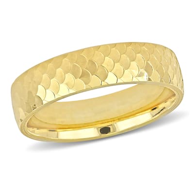 Miadora 5mm Geometric Pattern Wedding Band in 14k Yellow Gold