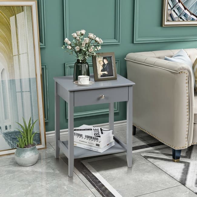 Wooden Nightstand End Table Storage Display