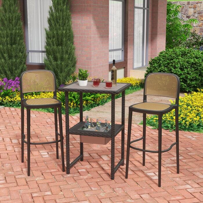 Rectangular 21.7'' L x 24.6'' W Outdoor Bar Table