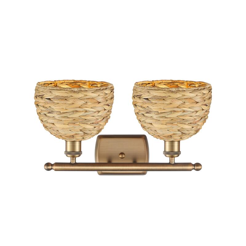 Innovations Lighting 516-2W-12-18 Woven Rattan Vanity Woven Rattan 2
