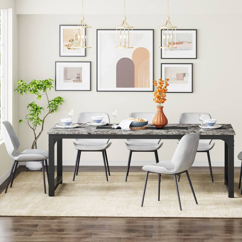 78.74 Inches Modern Dining Table for 8-10, Rectangular Kitchen Table - 78.7"W x 39.4"D