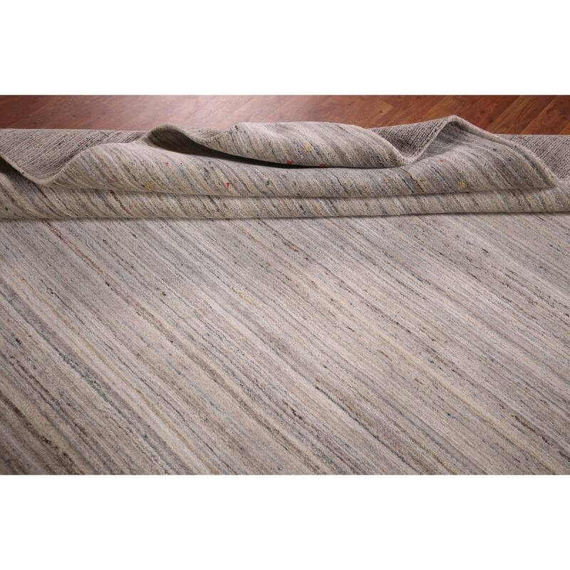 Tribal Striped Gabbeh Square Area Rug Handmade Wool Carpet - 7'10" X 7'11"