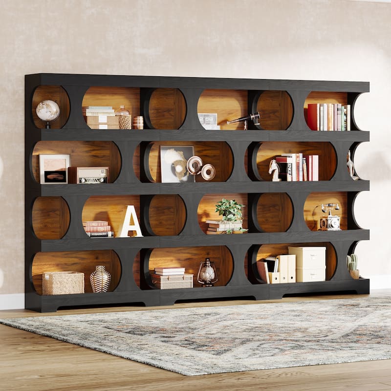 71” Tall Bookshelf, 4-Tier Wood Bookcase for Living Room