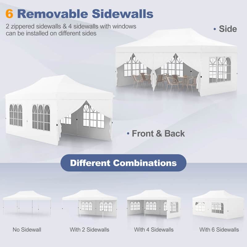 Costway 10 x 20FT Pop up Canopy Outdoor Canopy Tent with 6 Sidewalls - See Details