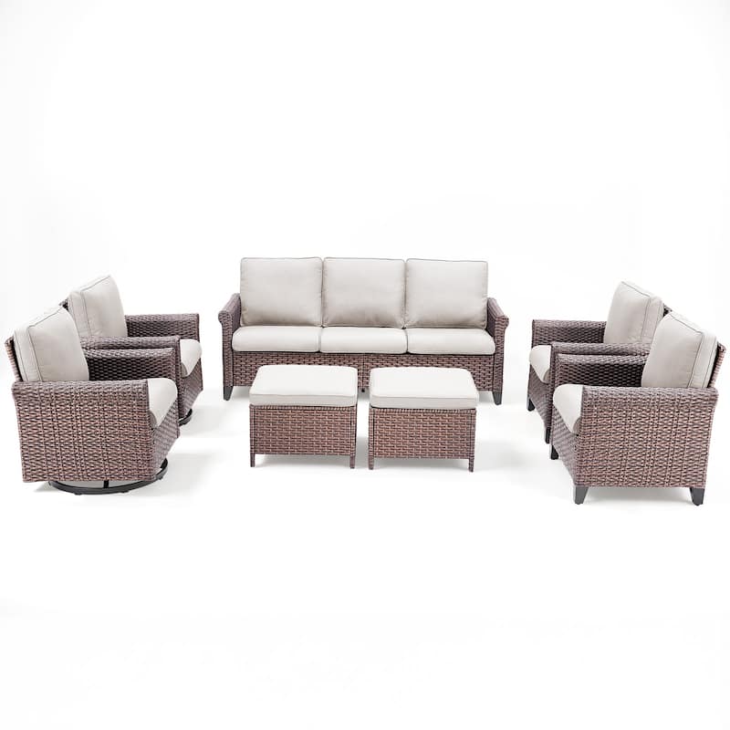 Pocassy Outdoor Sofa with Swivel Chairs Funiture Set