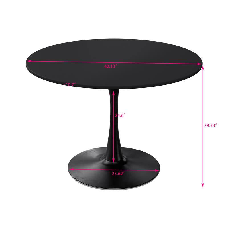 Modern Round Dining Table with Printed Black Marble Table Top,Metal