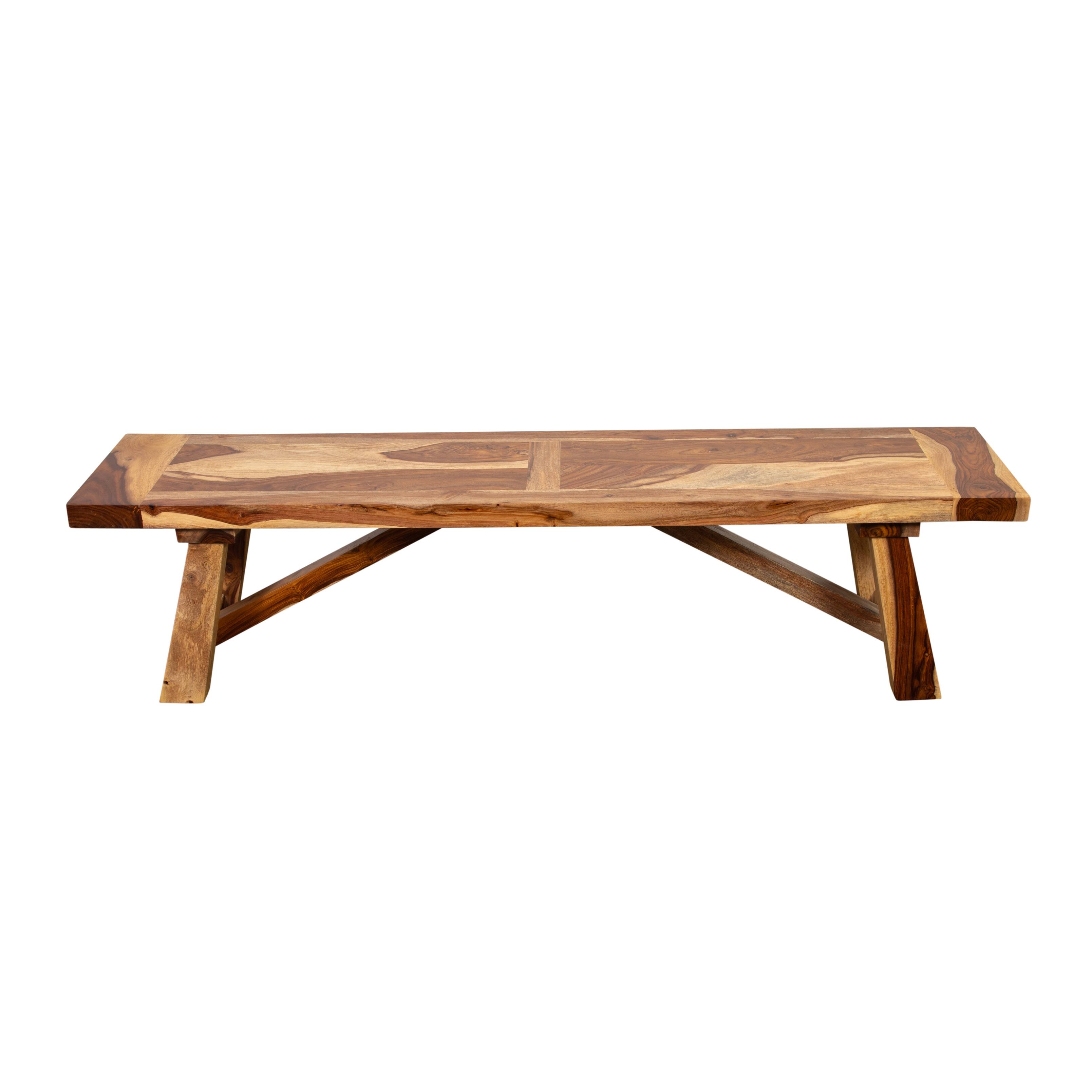 Porter Designs Kalispell Handmade Solid Sheesham Wood Bench, Natural