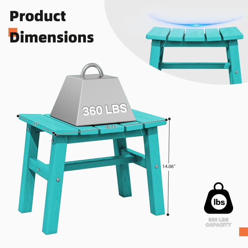 Outdoor Patio HDPE Ottoman Footstool, Extra Seat