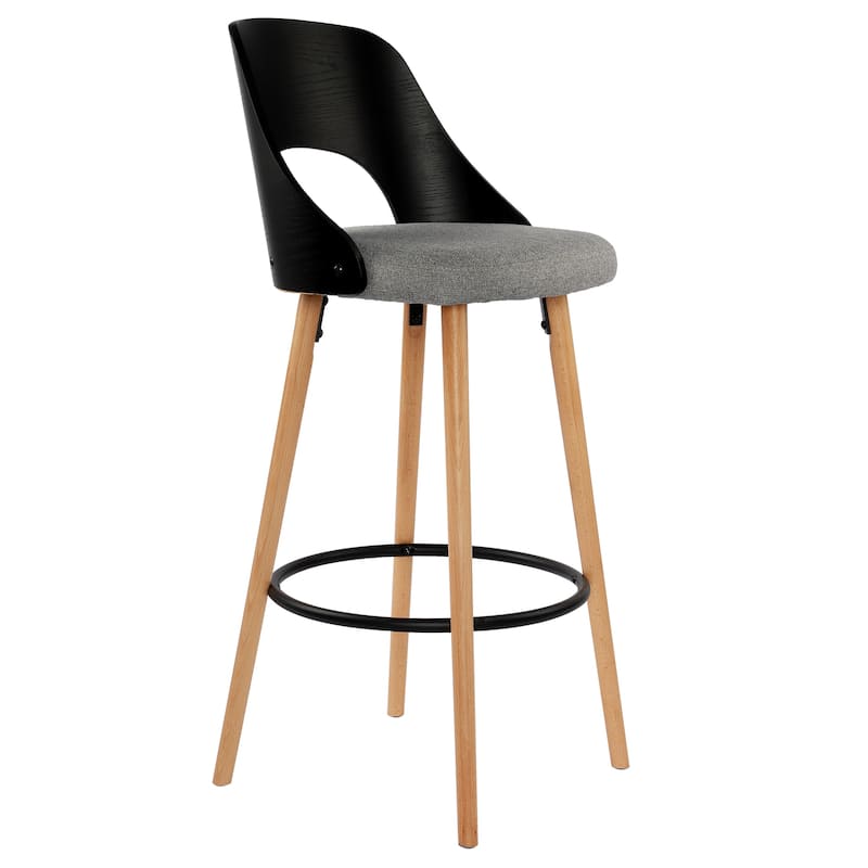 30-Inch Solid Wood Upholstered Bar Stools Set of 2 Bentwood Barstools with Back