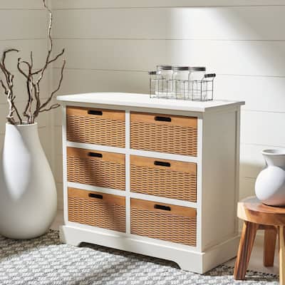 SAFAVIEH Landers Farmhouse 6-Drawer Storage Chest - 30" W x 12.5" L x 26" H