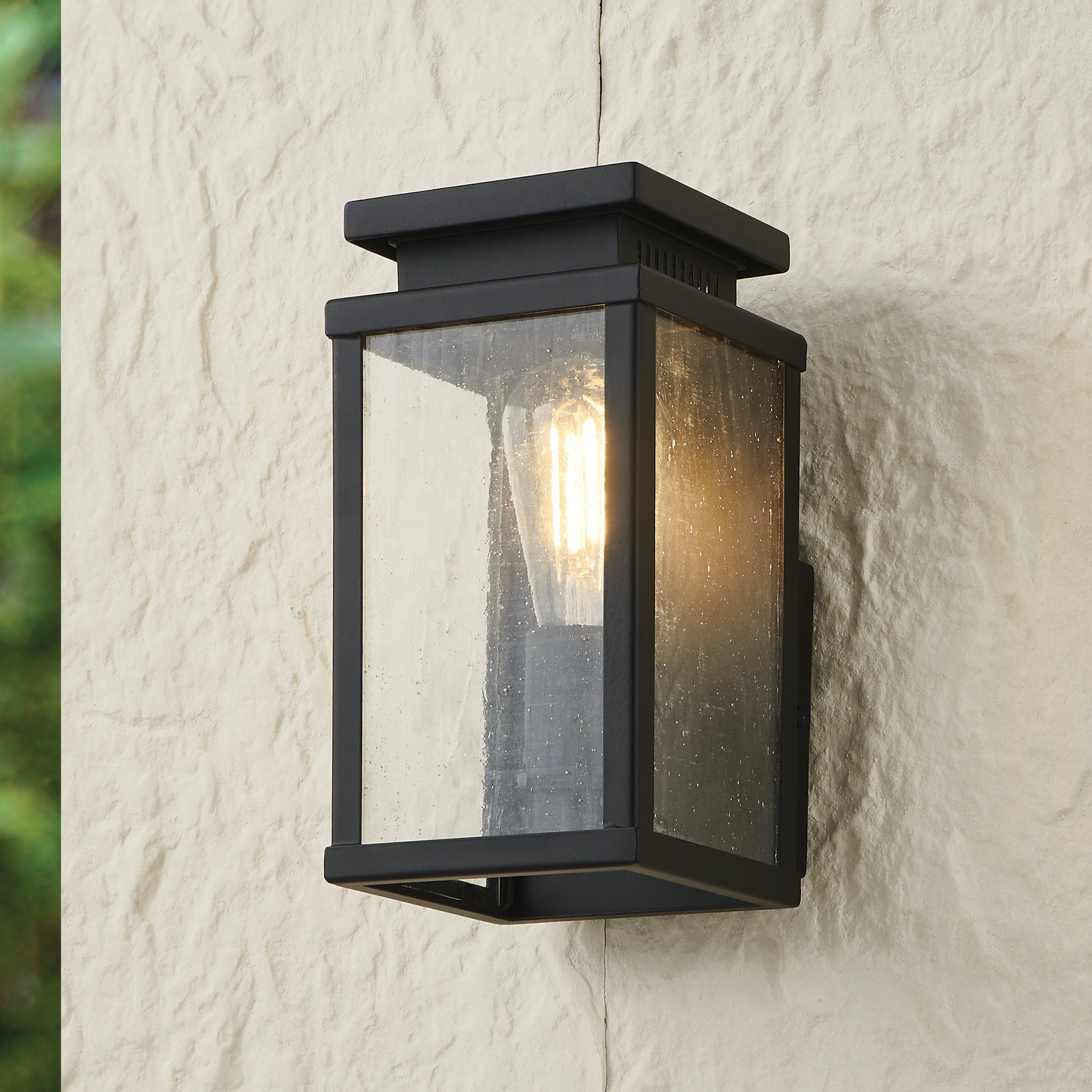 Thesis Overton 9-inch 1-light Matte Black Exterior Wall Sconce with Clear Antique Glass